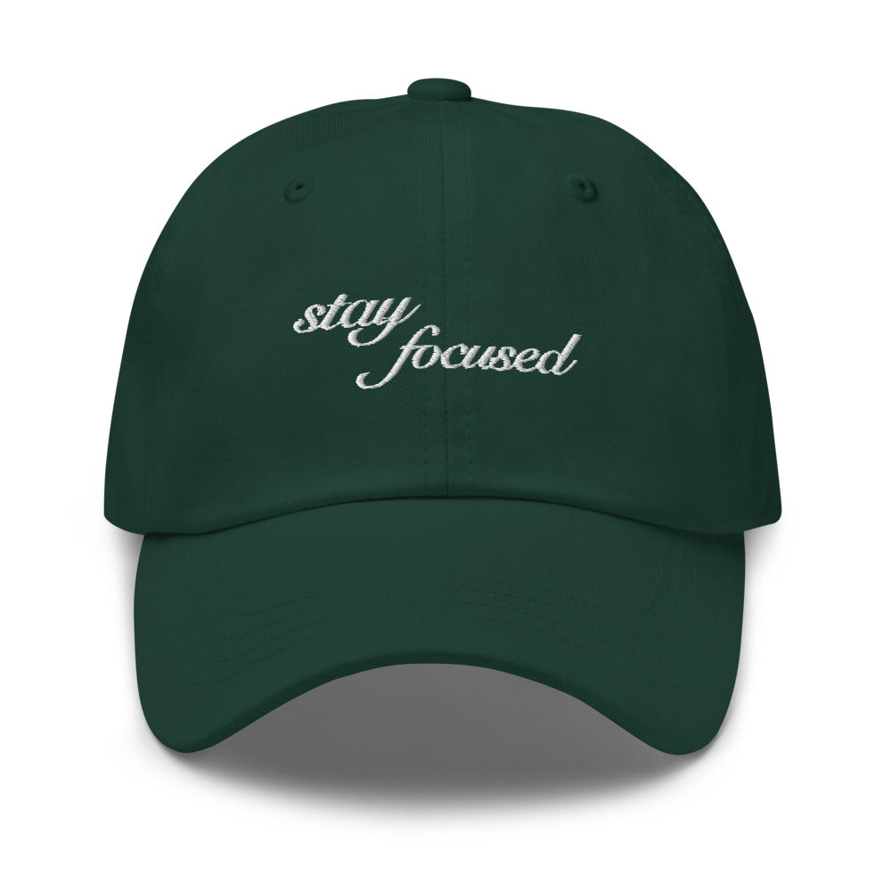 "Stay Focused" Embroidered Cotton Chino Twill Cap