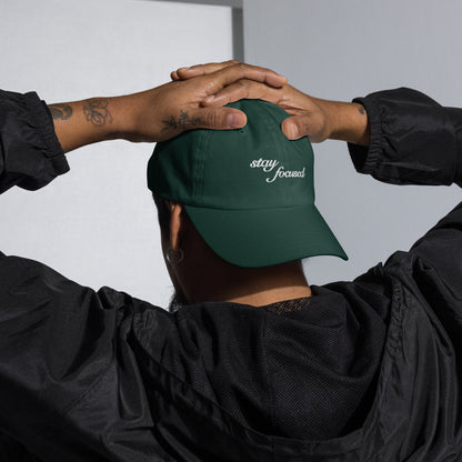 "Stay Focused" Embroidered Cotton Chino Twill Cap